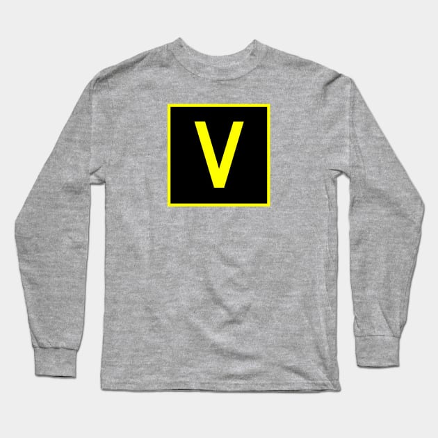 V - Victor - FAA taxiway sign, phonetic alphabet Long Sleeve T-Shirt by Vidision Avgeek